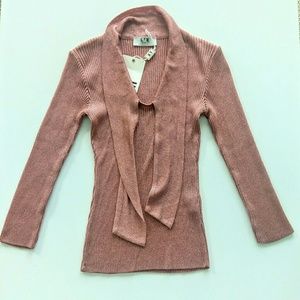 V Neck Sweater Metalic Pink